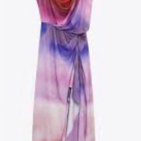 Zara Multi Color thin strap dress Asymmetrical hem line - Picture 7 of 10